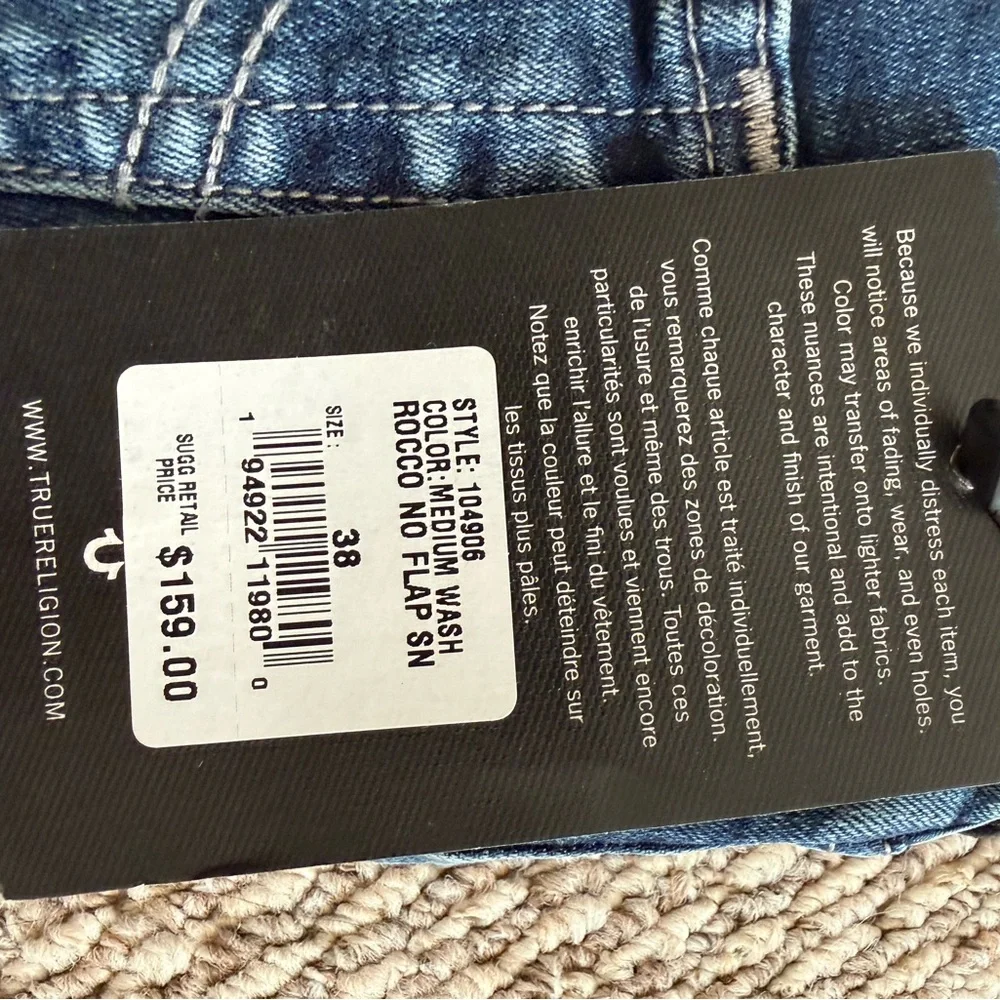 TRUE RELIGION Rocco Relaxed Skinny Jeans Medium Wash Men”s Size 38